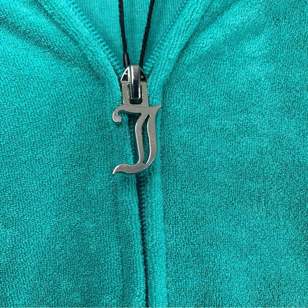 NWT Juicy Couture Terrycloth Coastal Teal Short Sleeve Hoodie & Shorts, size L - Picture 5 of 16